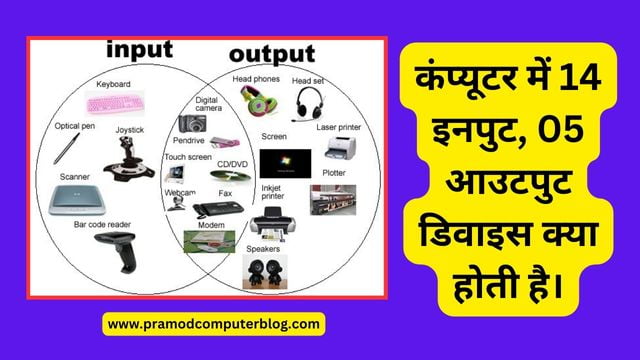 कंप्यूटर में 14 इनपुट, 05 आउटपुट डिवाइस क्या होती है।